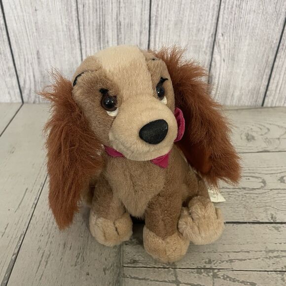 VTG 90's Disney Lady And The Tramp Plush Set Of 2 8" Tramp & 7" Lady Cute - Picture 10 of 16